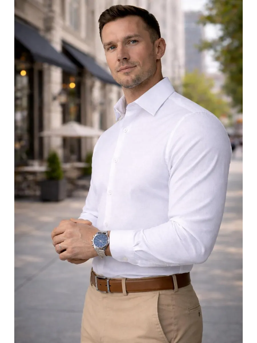 Рубашка под джинсовую классическая плотная с длинным рукавом