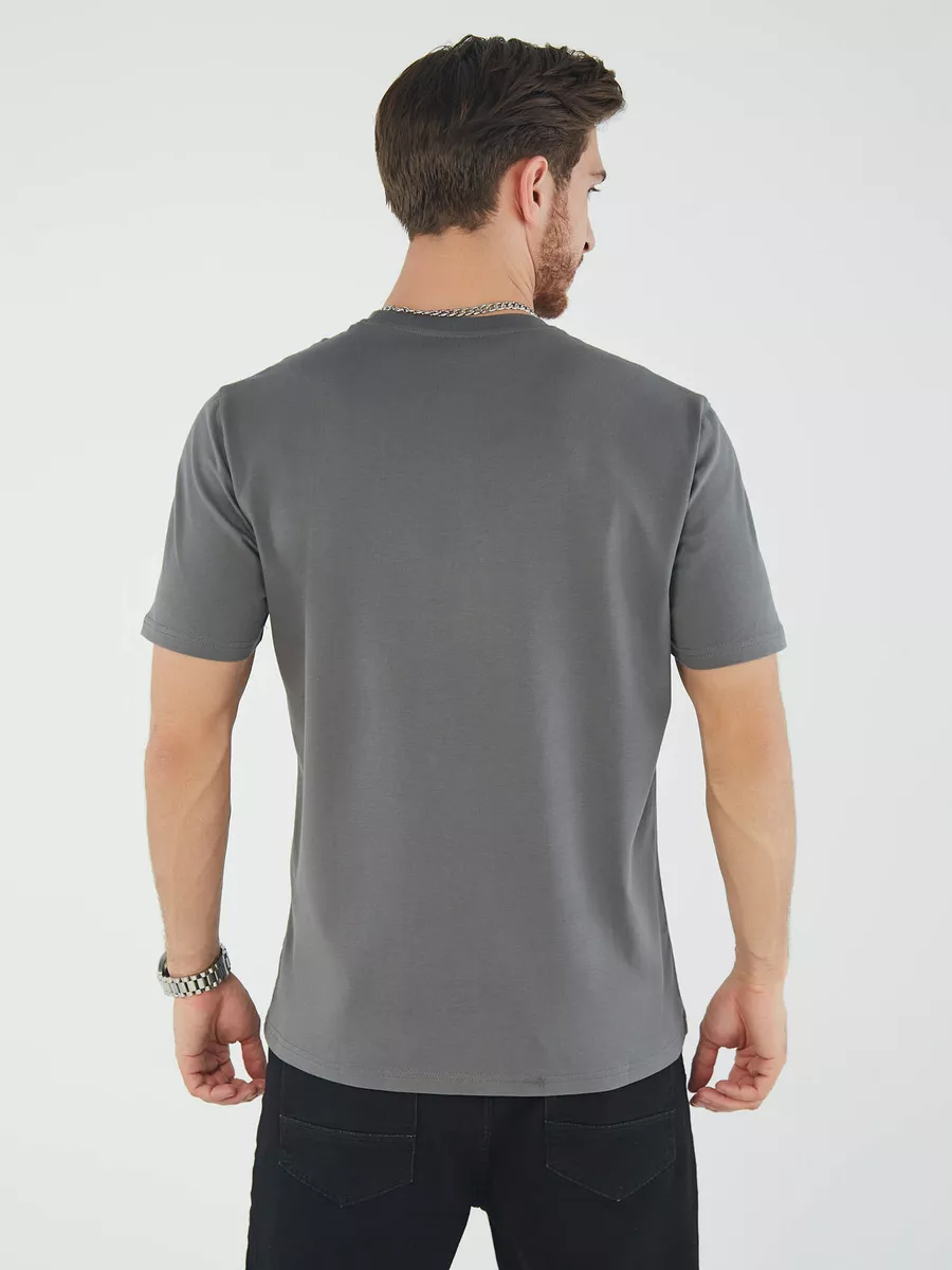 Футболка серая графит однотонная хлопок